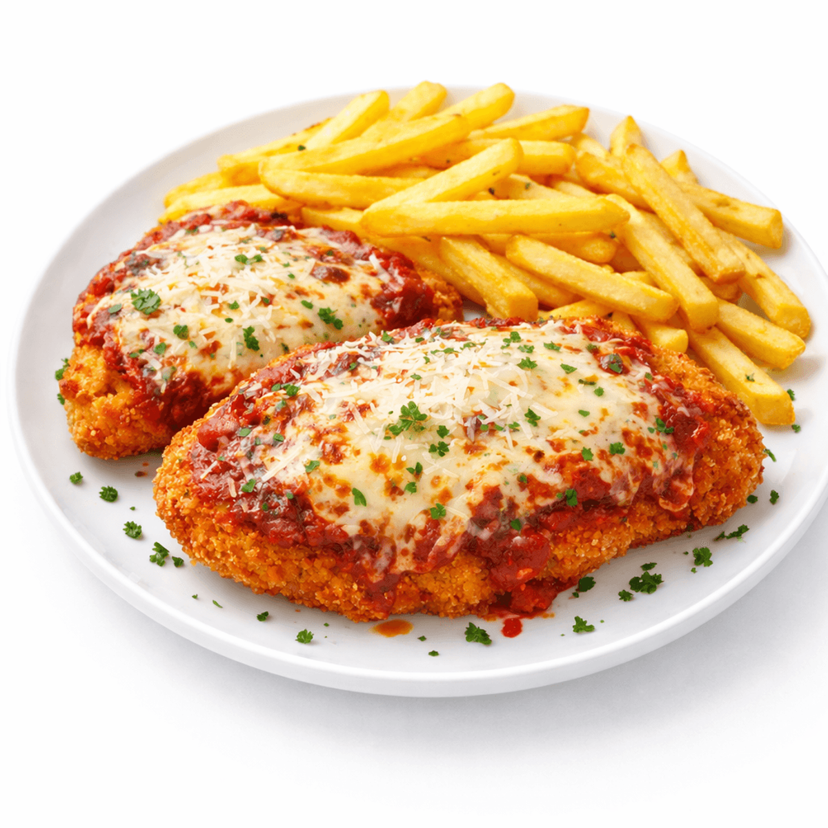 Pollo Alla Parmigiana cu Cartofi Prajiti
